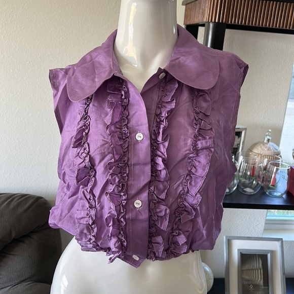 MARY CRAFTS SILK CROP SHIRT TOP BLOUSE SIZE 10 - Picture 1 of 7